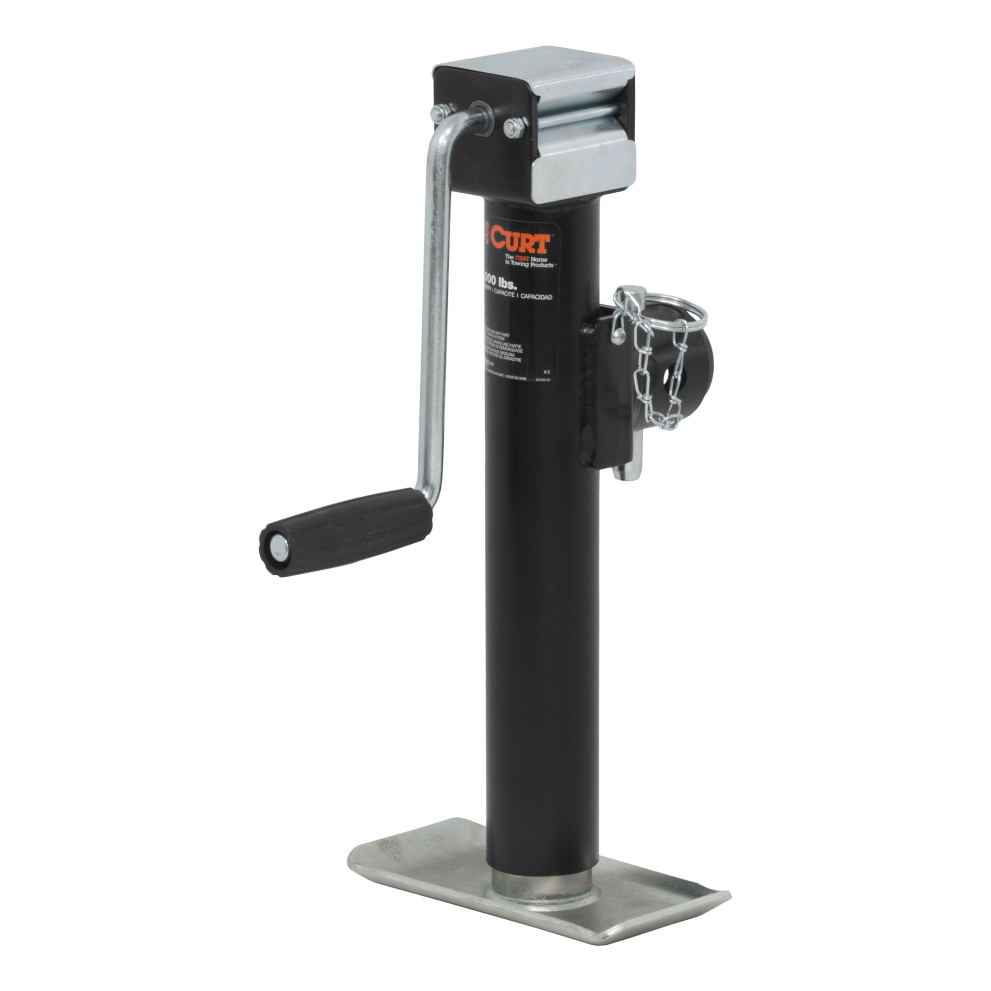 Curt Manufacturing, Pipe-Mount Swivel Jack w Side Handle 5000 lbs, 10in. Travel, Model# 28354